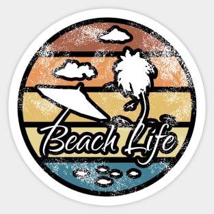 Beach Life Vintage Circle Sticker